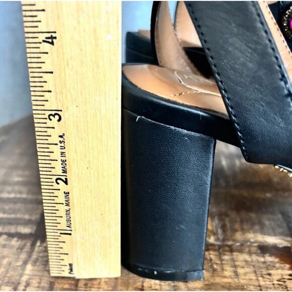 Kurt Geiger London Octavia Black Leather colorful Jeweled Block heel Size 8 - Picture 13 of 16